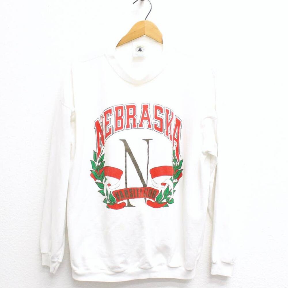 Vintage 90s Nebraska Cornhuskers Sweatshirt Men’s Large White Huskers NCAA